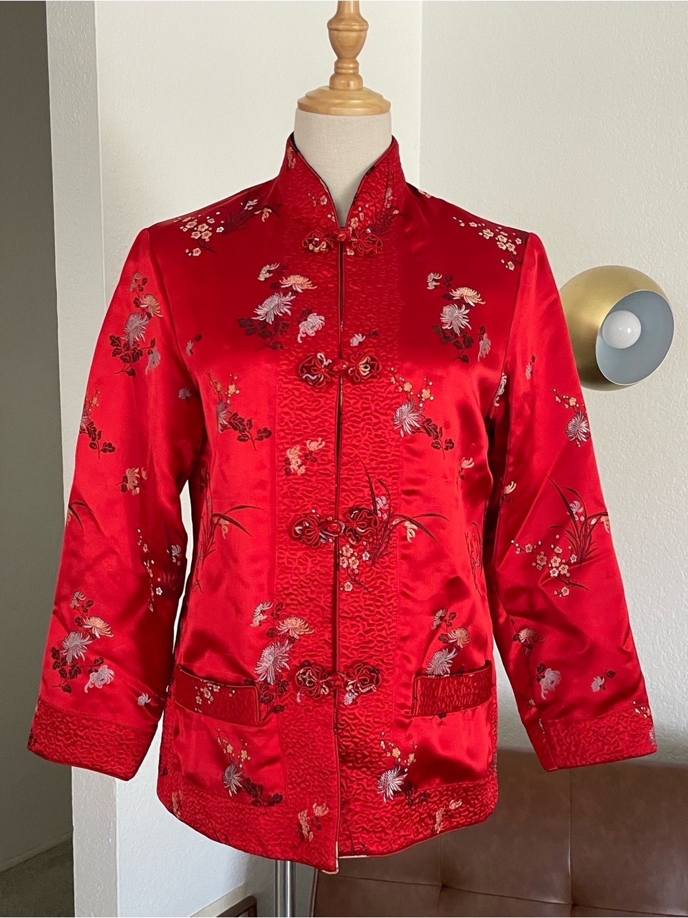 Vintage Chinese Brocade Floral Reversible Frog Closure Jacket